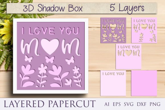 3D Layered Mom Shadow Box Svg for Laser Cutting