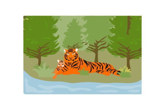 Mom Tiger Baby Tiger: Crafts & Animals Design